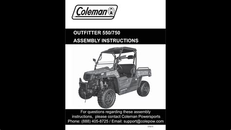 (Fits: <b>COLEMAN</b> POWERSPORTS <b>Outfitter</b> 500). . Coleman outfitter 550 service manual